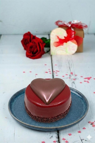 Moederdag taartje met choco hart erop